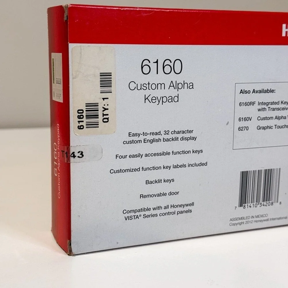 Honeywell Home 6160 Custom Alpha Keypad | Open Box
